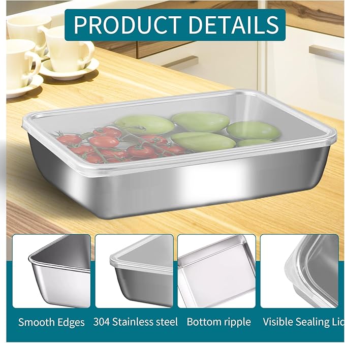 GIUOIDUO Stainless Steel Lunch Box 6-Pack,Stackable Snack Storage Boxes, Lid Food Container, Reusable Food Storage Container for Travel and Work, Dishwasher Safe, Freezer Safe
