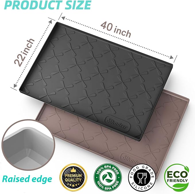 SIKADEER 40" x 22" Under Sink Mat Waterproof, Silicone Mat Kitchen Drawer Shelf and Cabinet Liner, Sink Protector for Kitchen Organizers and Storage, Boot Tray Pet Food Mats