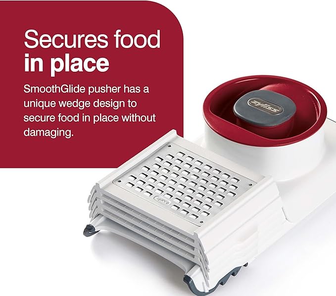 Zyliss Slicer - Food Cutter with Dishwasher Safe Blade & Pieces - Kitchen Tool for Easy & Effortless Slicing - Multipurpose Tool for Vegetables & More - 4-in-1 Slicer & Grater