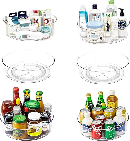 6 Pack Lazy Susan 11.5" Inch Turntable Organizer Organization Storage Container