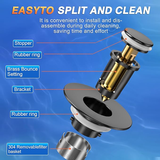 Bathroom Sink Drain Strainer,(2PCS) Pop-up Sink Drain Strainer with Removable Stainless Steel Strainer Basket Hair Catcher, Bathroom Sink Strainer for Bathroom Sink Stopper Replacement