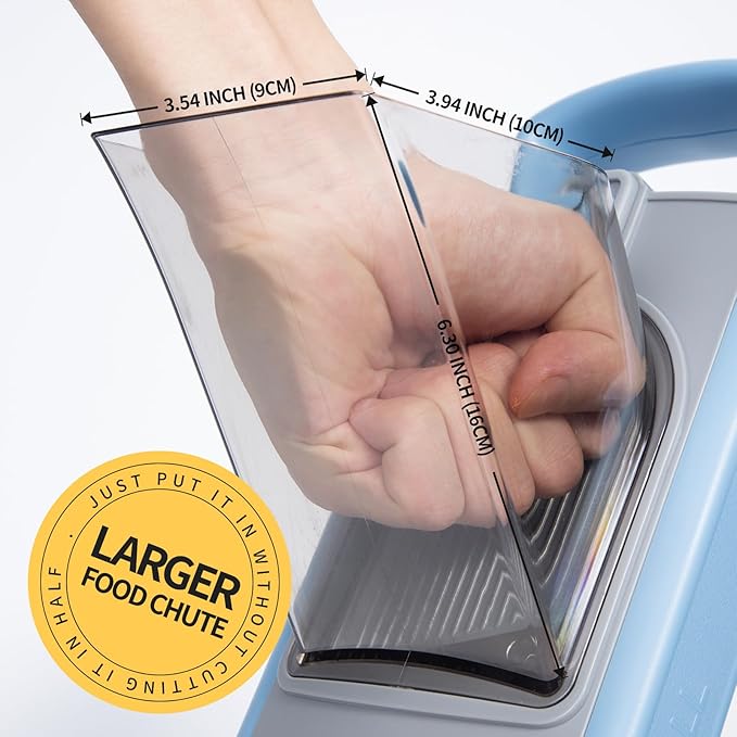 Safe Mandoline Slicer for Kitchen, 6 in 1 Vegetable Chopper, French Fry Cutter For Potatoes, Potato Slicer,Food Chopper,Adjustable Thickness 0.1-8 mm, With Peeler/Cleaning Brush (Blue)