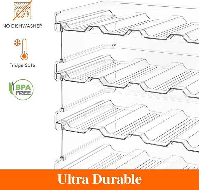 Lifewit Stackable Water Bottle Organizer for Cabinet, Plastic Bottle Holder Fits Bottles/Tumblers up to 3.8" Diameter for Pantry/Countertop, 4 Tier Holds 16 Bottles 41 x 20 x 34 cm/16 x 8 x 13.4