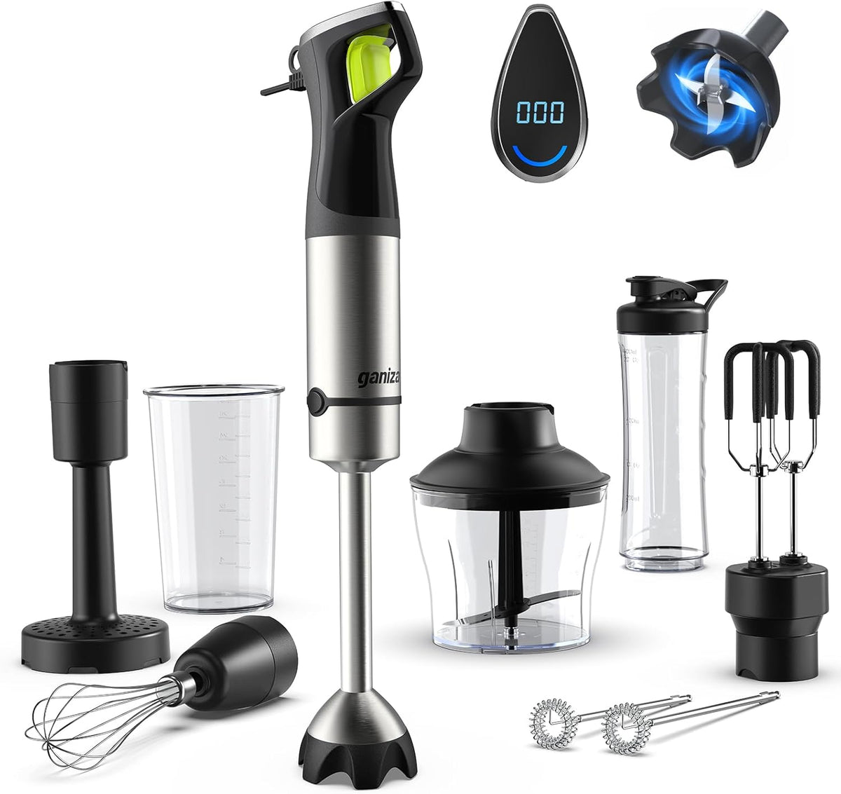 Immersion Blender Handheld, Max 1200W Hand Blenders Immersion 9-in-1