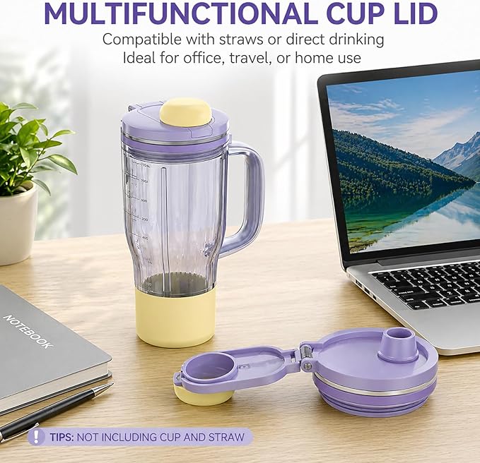 Replacement Leakproof Lid and sealing rings Compatible with Ninja BlendBOSS Personal Blender 26oz Personal Smoothie Tumbler (Lavender Lemonade)