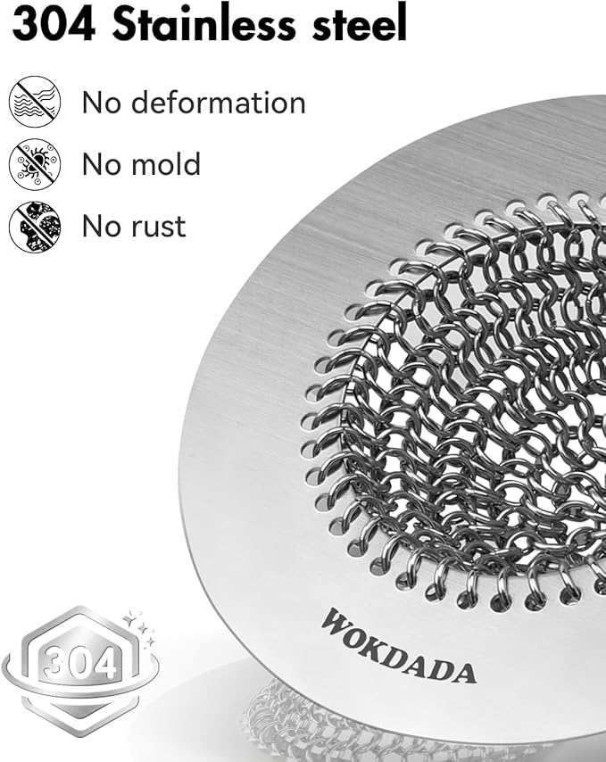 wokdada 4 PCS Kitchen Sink Drain Strainer, Flippable Mesh Sink Strainer, 304 Stainless Steel Sink Screen, Easy Clean Large Basket Strainer, Anti-Clog Garbage Disposal Cover Fit for Standard Sink Drain