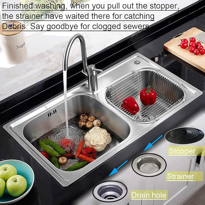 Seatery 2PCS Kitchen Sink Strainers, Sink Drain Filter, Sink Basket Strainer, 4.5 Inch Stainless Steel Sink Drain Strainer, Food Scraps Catcher for Kitchen