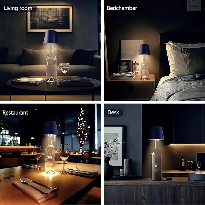 2026 Wireless Bottle Lamp,LED Bottle Lights for Liquor & Wine Bottles,Bottle Light with Dimmable(Navy Blue, 1pc)