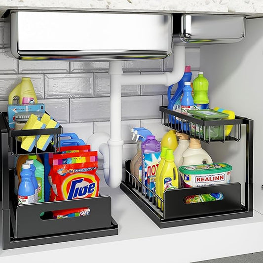Under Sink Organizer, Black 2 Pack