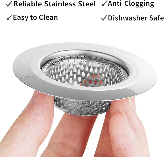 Ohtomber 2PCS Bathtub Drain Strainer - 2.79 inch Bathtub Floor Shower Hair Drain Catcher Cover, Stainless Steel Bathroom Sink Strainer Filter Basket for Bathroom Sink, Wash Basin