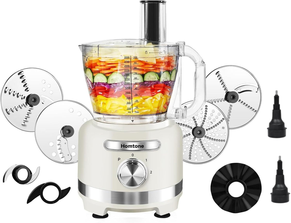 16 Cup Food Processor 600W, 9-in-1 Electric Veggie Chopper & Dough Kneader with French Fry Cutter, Slicing/Shredding/Emulsifying Blades, Family Meal Prep, Beige