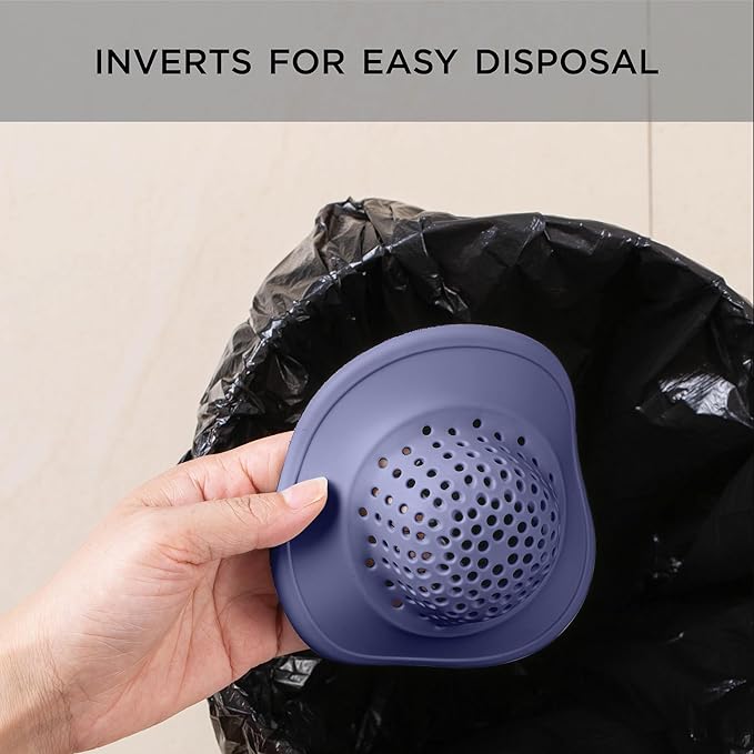 COOK WITH COLOR Kitchen Sink Strainer, Silicone, Flexible Sink Strainer, Sink Drain Strainer, 3 Pc Blue