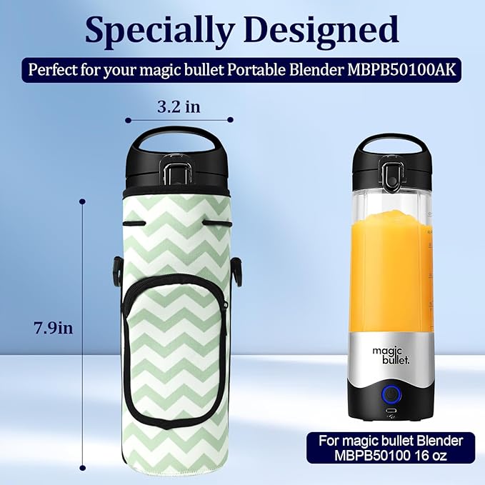 Portable Blender Carrying Case Bag for Magic Bullet Portable Blender (MBPB50100 MBPB50100W MBPB50100FP MBPB50100AK), Storage Bag for blender with Shoulder Strap and Pocket (White Green)