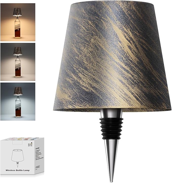 Wireless Bottle Lamp, 2024 New 3 Color Rechargeable Wine Bottle Lights for Bars Restaurants (Bronze, 1PC) v