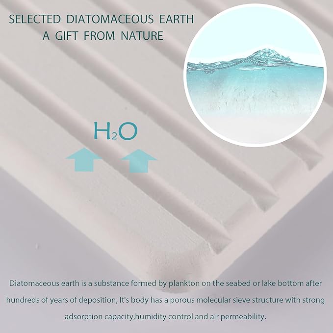 NiuYichee 2 PCS Water Absorbent diatomite Coasters, 9.5" x 5.5" Water Absorbing Stone Tray for Sink, Stone Drying mat for Kitchen Counter, Stone soap Tray Used for Hand Soaps & toiletries & Plants