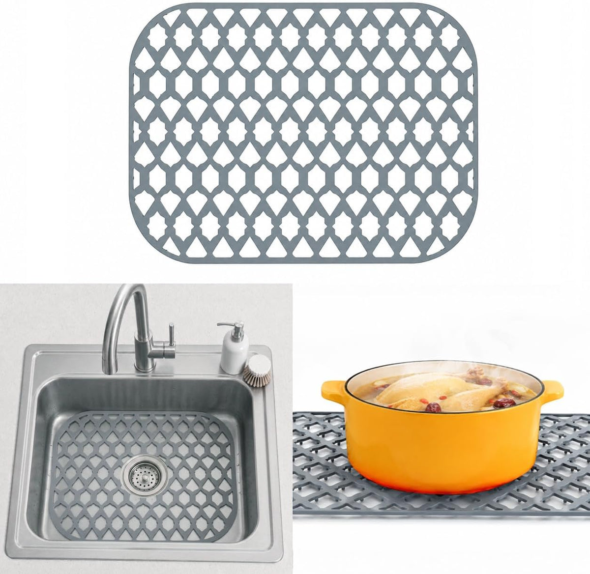 Silicone Sink Protector Mats for Multi-Size Kitchen Sink (16.8"x12.6")
