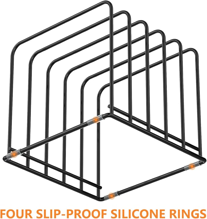 KORRTFID Kitchen Cabinet Organizer, Steel Cookware Holder, Divided Holder with 5 Slots for Skillets Baking Tray and Chopping Board Rack - Baking Pan Holder Storage (1 PC)