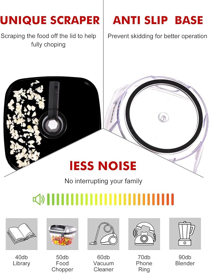 Manual Food Processor Vegetable Cutter, Geedel Pull Chopper with String, Food Chopper Vegetable Cutter for Veggies, Fruits, Salad, Onion, Nuts, etc, 2 Cup(500ml), Black