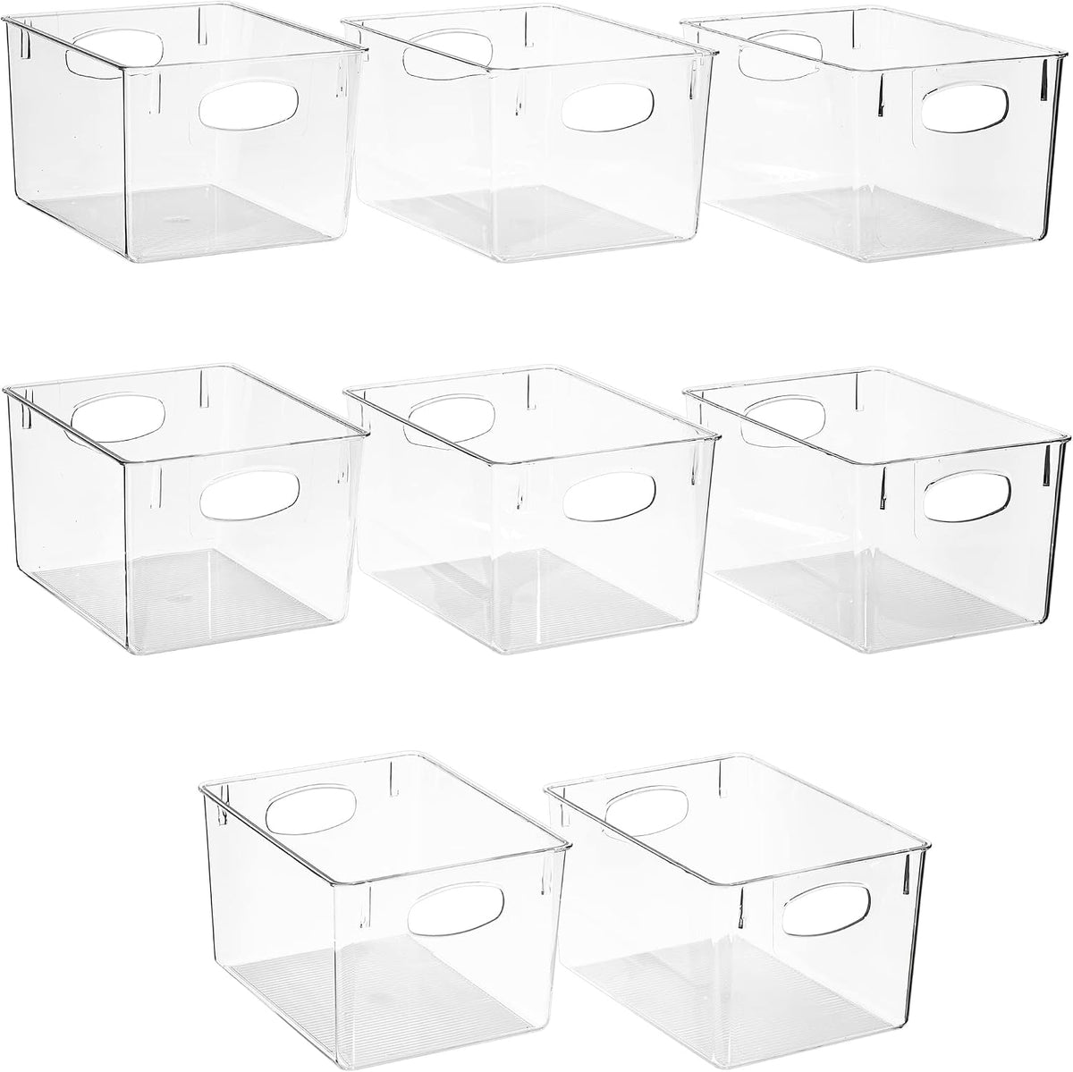 Fridge Organizers and Storage, Clear Plastic Bins (Large, 8 Pack)