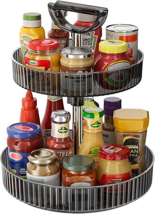 Lazy Susan Organizer, 2 Tier Rotating Spice Rack Turntable