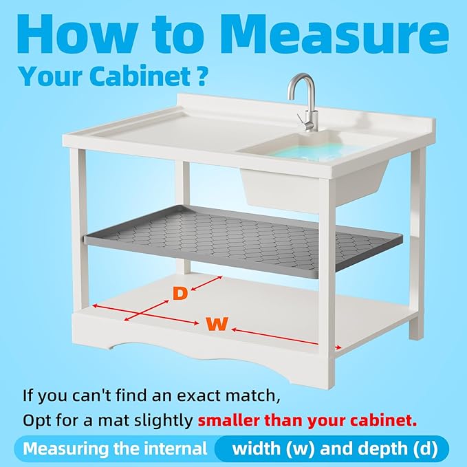 Winisok Silicone Under Sink Mat 40" x 22", kitchen Essentials and Gadgets, Shelf liner and Cabinet Protector, Home Organizers and Storage, Waterproof Bathroom Tray