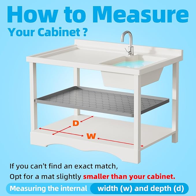 Winisok Silicone Under Sink Mat 34" x 22", kitchen Essentials and Gadgets, Shelf liner and Cabinet Protector, Home Organizers and Storage, Waterproof Bathroom Tray