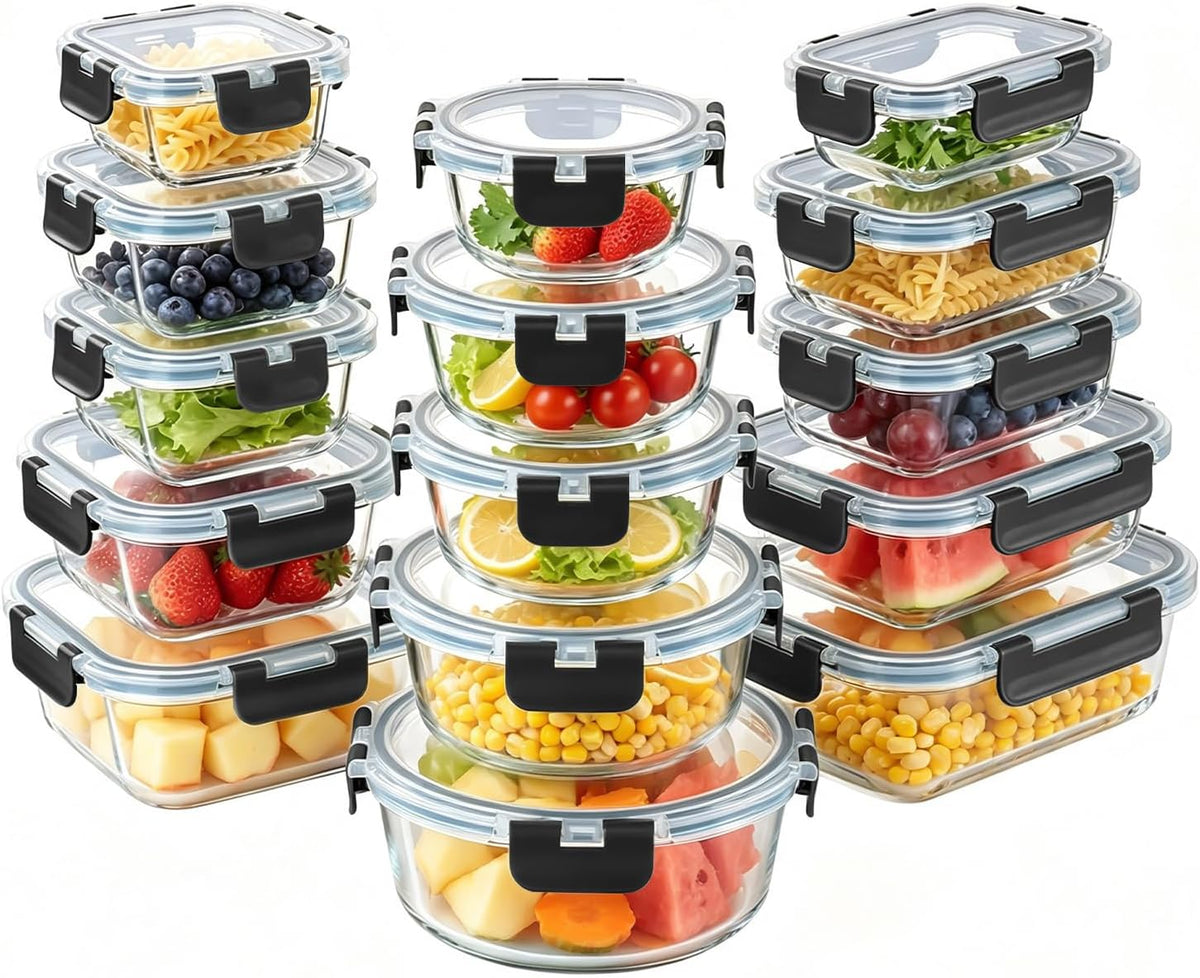 30Pack Glass Meal Prep Containers with Lids Set