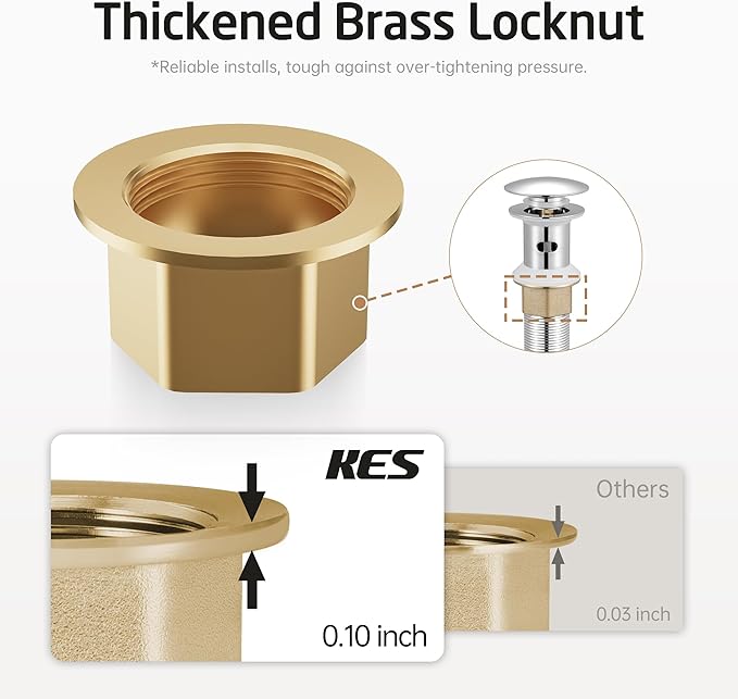 KES All Metal Bathroom Sink Drain with Strainer Basket Hair Catcher Anti Clog Pop Up Drain Stopper for Vanity Vessel Sink with Overflow, Rustproof 18/8 Stainless Steel Polished Chrome S2013A-CH