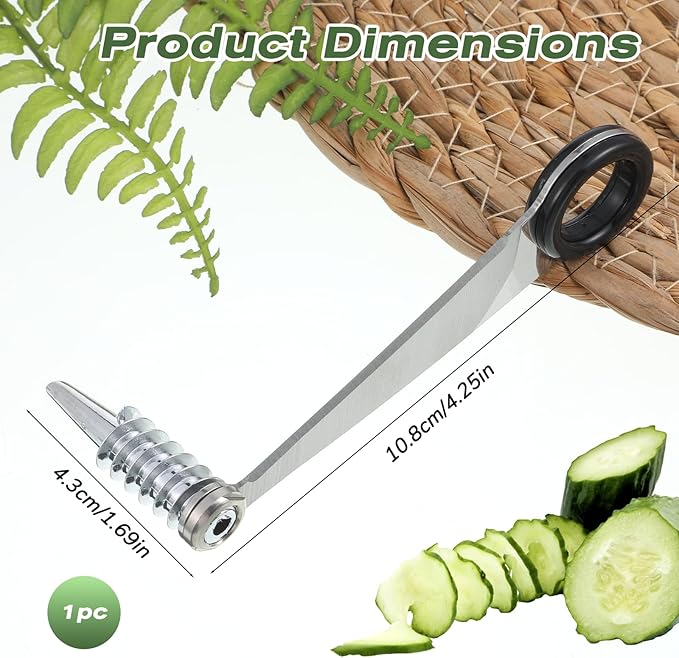 1 Pc Spiral Potato Cutter, Piranha Manual Spiral Screw Slicer for Vegetable, Stainless Steel Curly Fry Cutter, Spirals Slicer for Potatoes, Cucumbers and Carrots