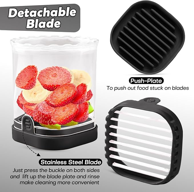 Creative Strawberry & Fruit Slicer - Detachable Cutter with Push Plate (Black)