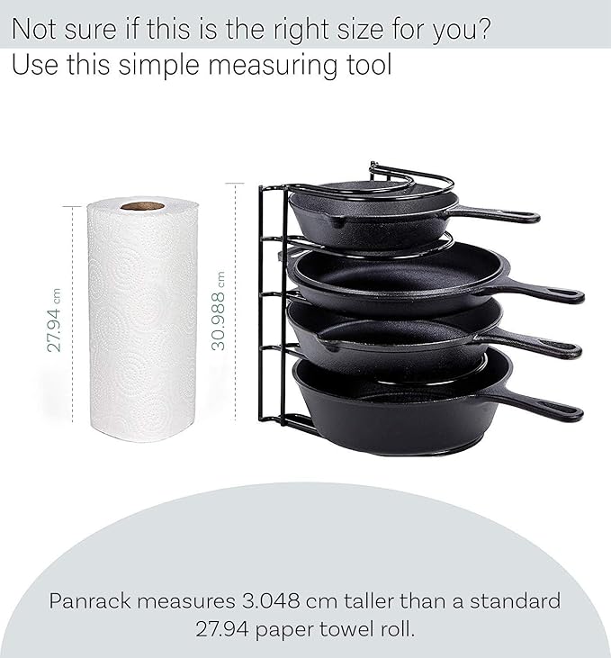 Cuisinel Heavy Duty Pots and Pans Organizer Rack - 12.2"-Inch Tall - 5 Tier Rack - Holds 60 LB - Cast Iron Skillets, Griddles, Shallow Cookware - Space Saving Kitchen Storage - No Assembly Required