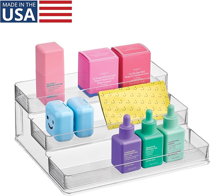iDesign Nail Polish Organizer, Holds up to 30 Bottles, Compact 3-Tier Clear Display Stand for Countertop