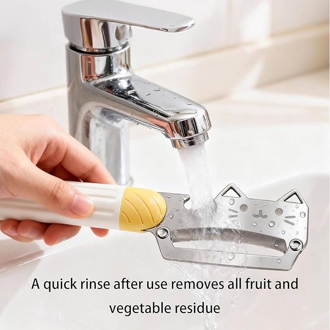 Multifunctional Vegetable Peeler, 2 in 1 Stainless Steel Peeler, Ultra-Sharp Stainless Steel Blade with Wooden Handle and Bottle Opener for Vegetables or Fruits, Kitchen Tool (Cute*2)