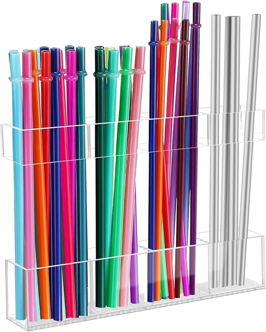 7.5" Small Acrylic Straw Holder for Cabinet Door