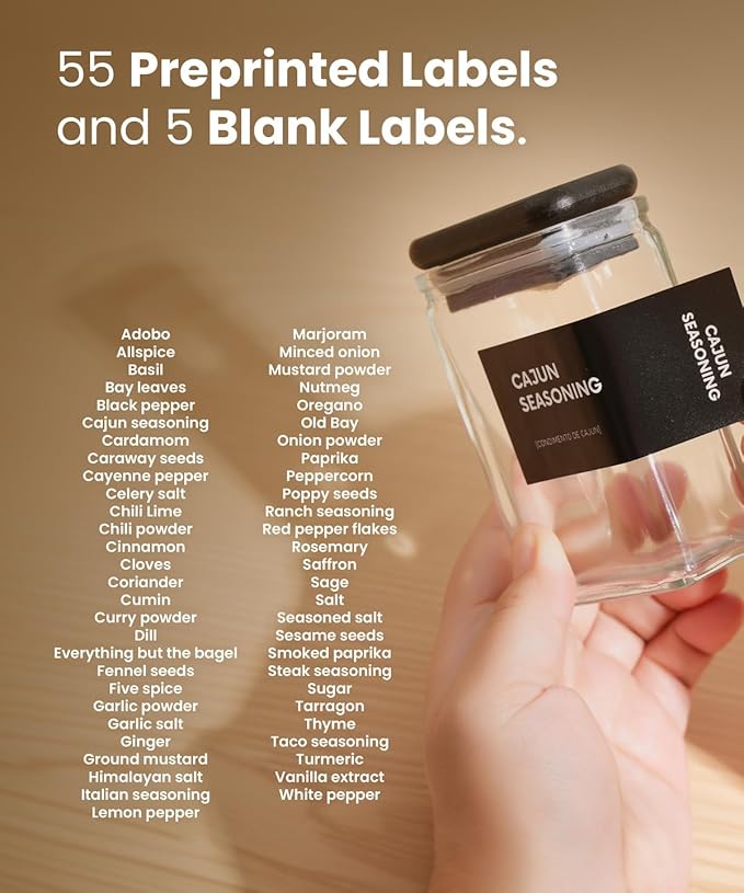APT 1101 Glass Storage Jars with Bamboo Lid, glass canisters with airtight lids, Clear jars with lids for Spice, Cookie, Candy, Tea, Coffee Bean and Rice (Black, 4oz, set of 12)