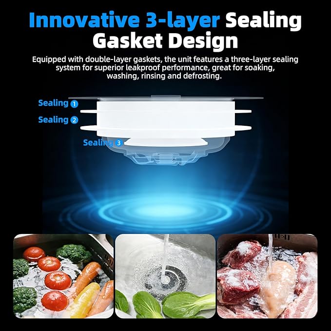Hibbent Upgraded 3 in 1 Kitchen Sink Drain Strainer, Stainless Steel Pop Up Sink Stopper, Larger Anti-Clogging Basket, 3-Layer Seal, Detachable Drain Plug for US Standard 3-1/2" Drain, Matte Black
