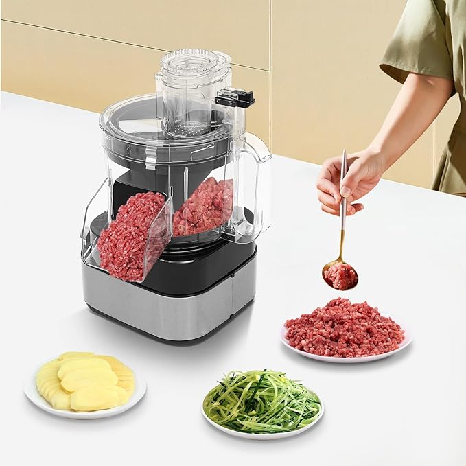 5 in 1 Commercial Vegetable Chopper, 600W Multifunctional Automatic Dicer Slicer Shredder Grind Cutter, Food Chopper Electric with Adjustable Speed & 5 Grid Blades for Veggies & Fruits