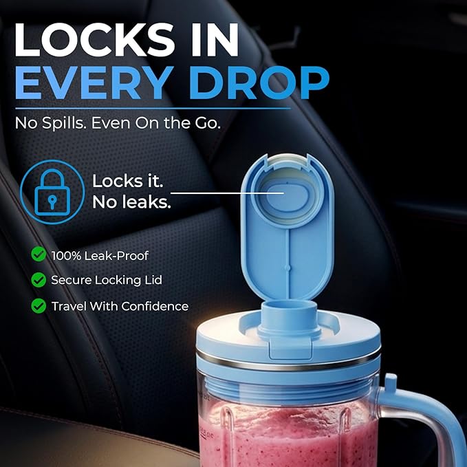 Personal Blender Accessories for Ninja Blendboss DB351BL, Leak-Proof Kit with Silicone Tumbler Boot, Spill Stopper & Sealing Ring, Cup not included (Blue Raspberry)
