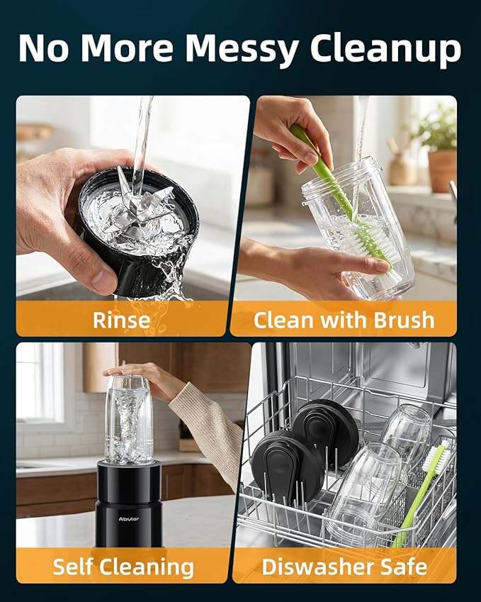 Blender for Smoothie, Abuler 1200W Personal Blender for Shake and Smoothies for Kitchen with 2 No-BPA 20oz Portable Cups, Single Serve Smoothies Maker Mixer for Juices, Nutritious Recipe
