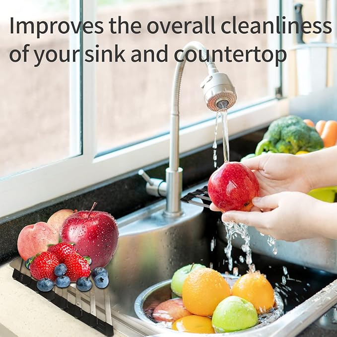 Ahyuan Corner Sink Dish Drainer over the Sink Dish Drying Rack Corner Dish Rack SUS304 Cubic Stainless Still Kitchen Sponge Holder Corner Sink Sponge Caddy Dish Rack (Matte Black)