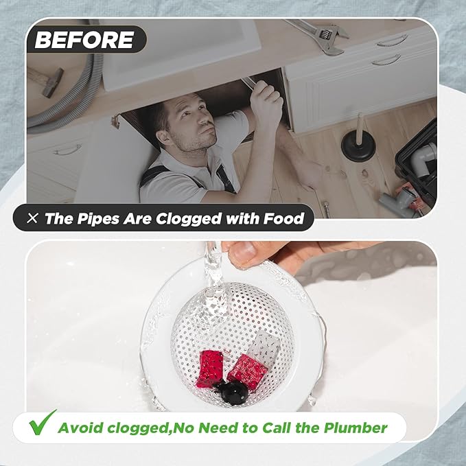 Mudder 3 Pcs Kitchen Sink Drain Strainer and Stopper Stainless Steel Garbage Disposal Plug with Handle Universal Anti-Clogging Kitchen Sink Filter Sieve Basket Strainer(Porcelain White)
