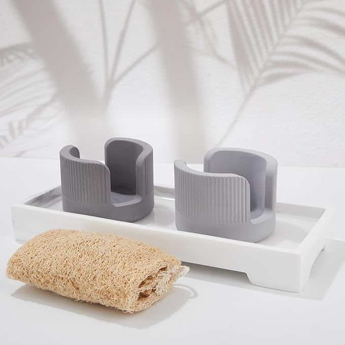 Quick Drying Diatomite Stone Sponge Holder, Compact Sponge Caddy for Kitchen Sink Counter, Water-Absorbing Round Organizer with Wide Slot, 1 Pack, Light Grey
