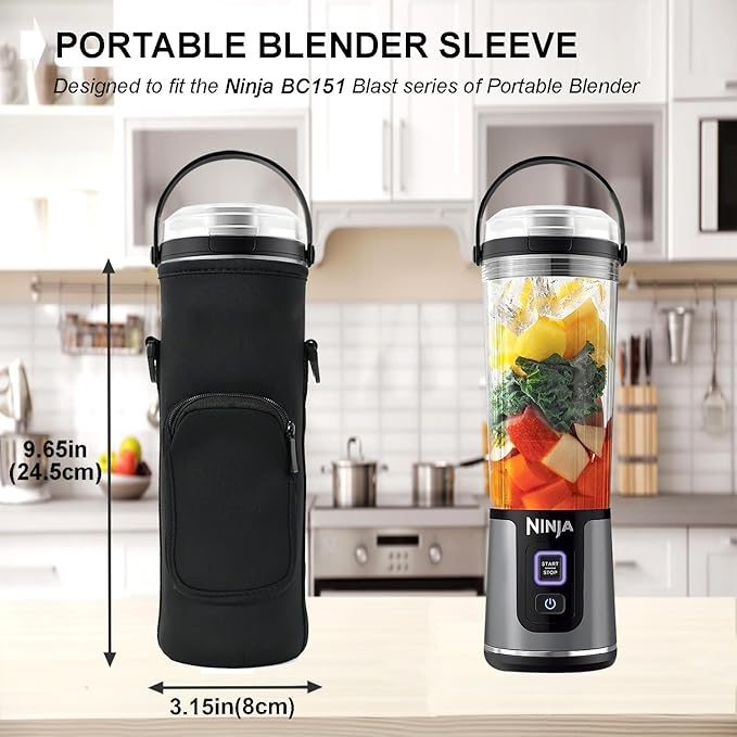 AF-WAN Portable Blender Carry Storage Bag sleeve with Shoulder Strap for Ninja BC151NV/BC51NV/BC151BK/BC151CR/BC151EM/BC151PR/BC151WH 18oz Blast Portable Blender (Black)