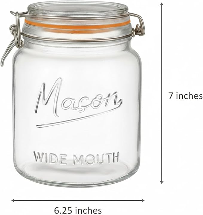 kitchentoolz Large Glass Mason Jars with Airtight Lids - Half Gallon Food Storage & Canning Jars with Measurement Markings - Kitchen Pantry Containers for Flour, Sugar & Dry Goods - 64 oz (4pk)