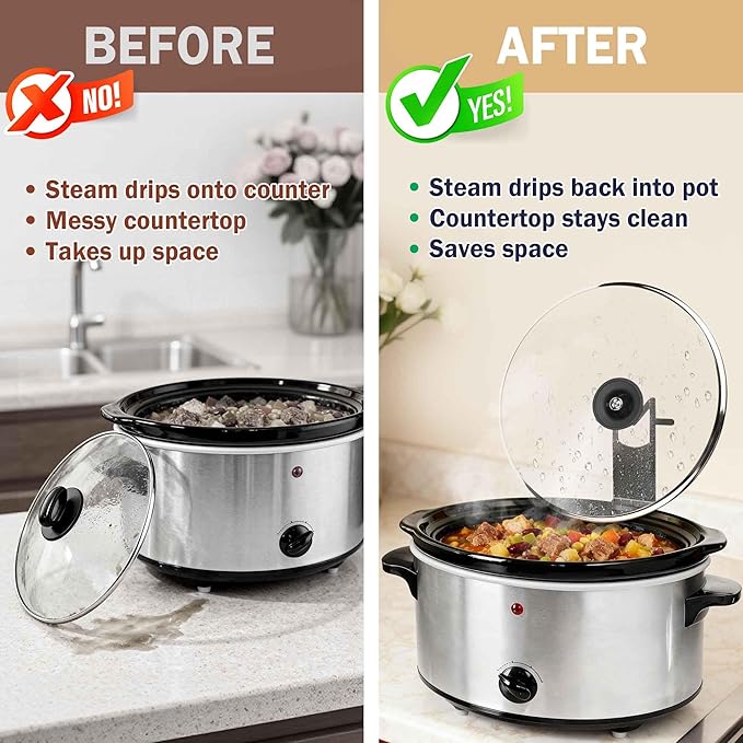 Slow Cooker Lid Holder - for Crock Pot Stainless Steel Pot Lid Stand Space-Saving Burn-Proof Organizer for Housewives & Busy Office Workers, Keeps Countertops Clean