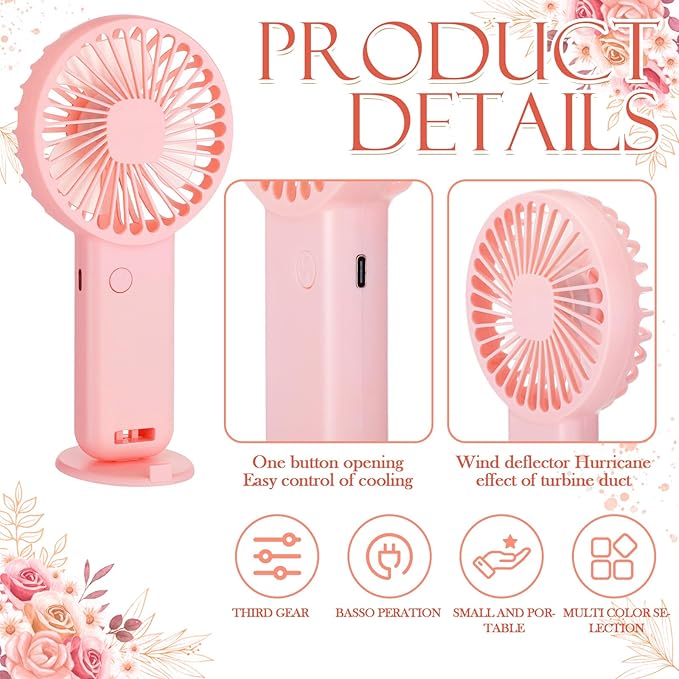 4 Pcs Bridal Hand Bouquet Fans Wedding Mini Portable Fans for Bouquet Ideas Decor 6.6 Inch Cooling Flower Accessory with Battery for Bride Bridesmaid Engagement Summer Outdoor Weddings