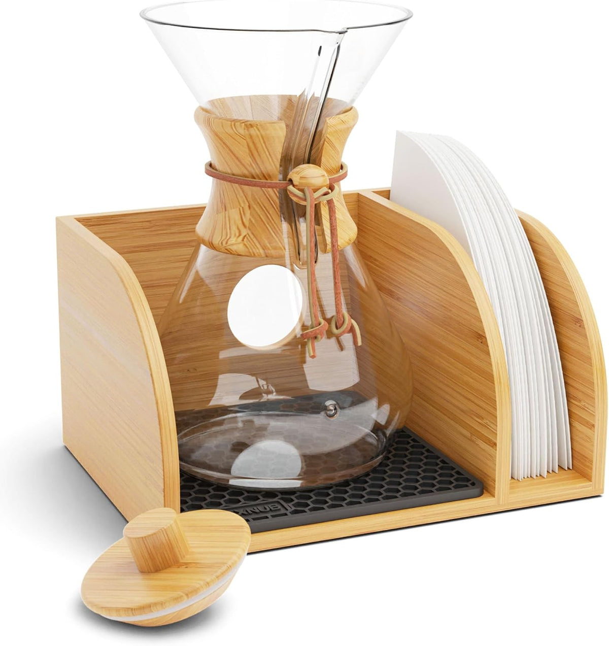 Pour Over Caddy with Lid for Chemex Bodum Cosori Coffee Makers Black
