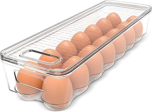 Utopia Home Egg Container With Lid and Handle for Refrigerator, Pack of 1
