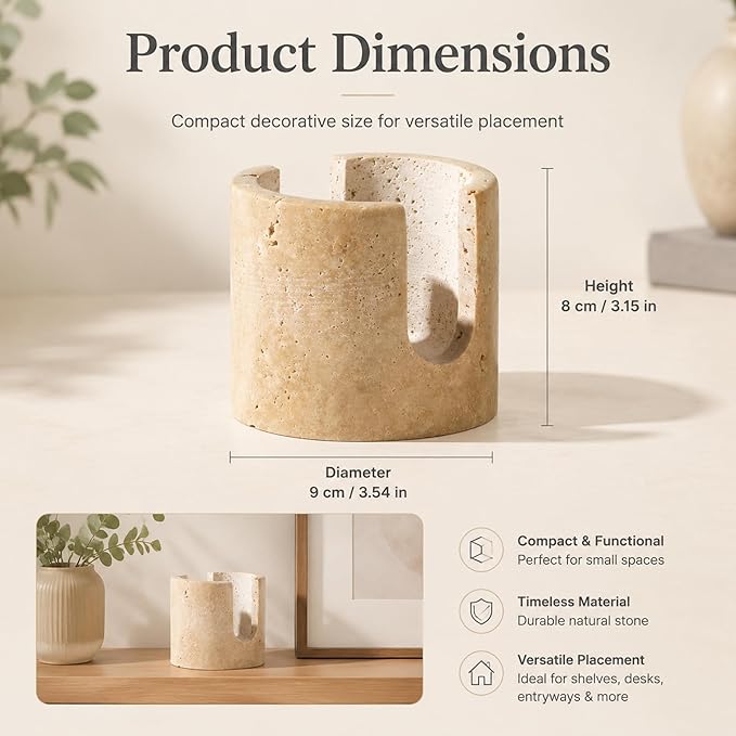 Natural Travertine Sponge Holder for Kitchen Sink - Quick Dry Absorbent Stone Sink Caddy, Non-Slip Rustproof and Aesthetic Beige Marble Stone Sink Organizer