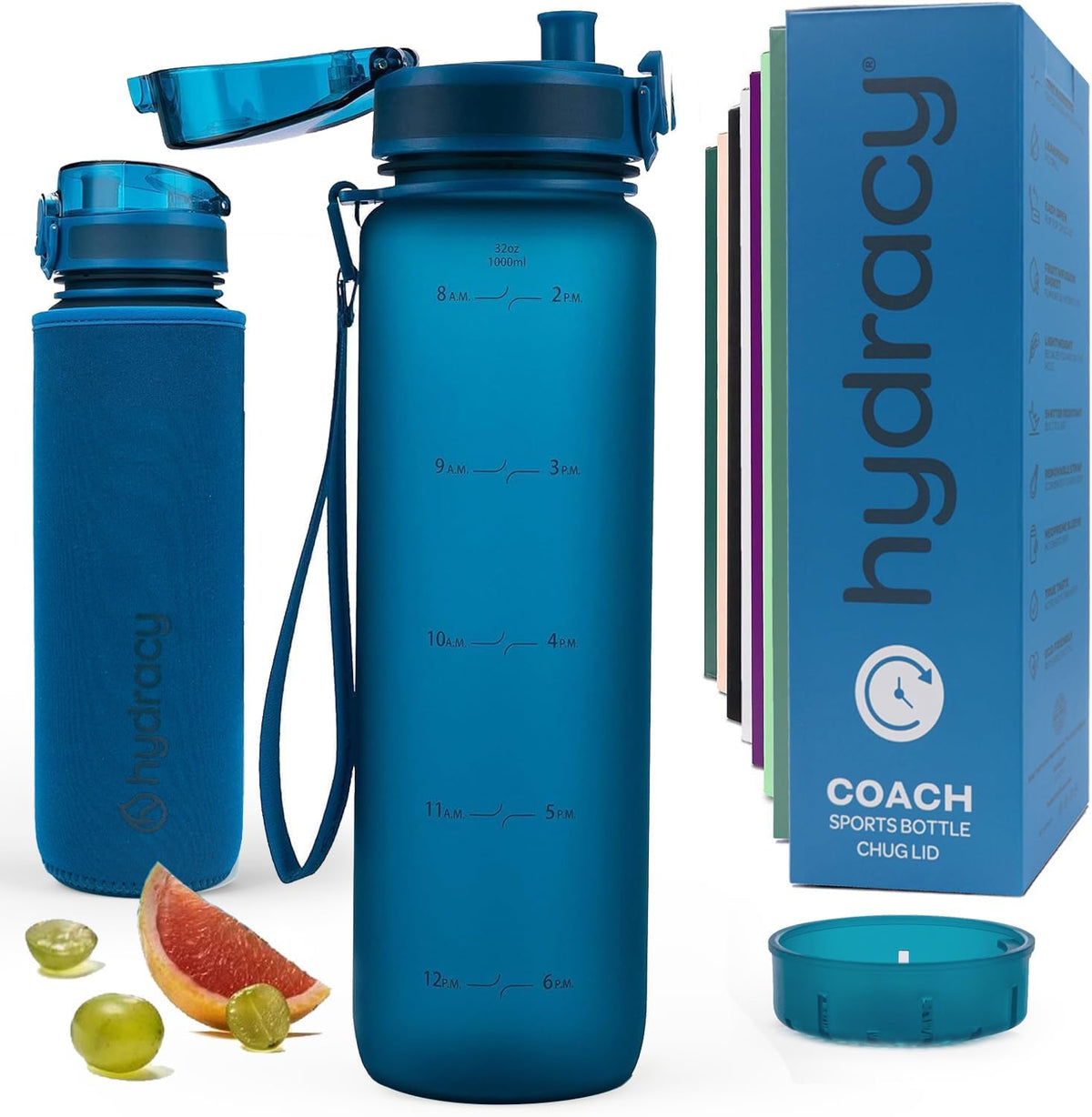 Motivational Water Bottle with Time Marker & Fruit Infuser 32 oz
